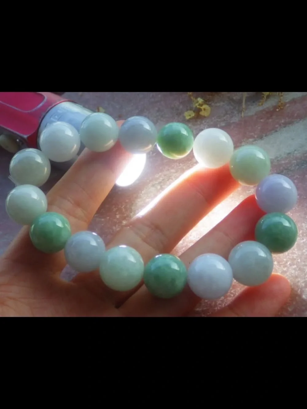 Elegant green certificate jadeite Jade wealth safety 13mm bead bracelet 7inches